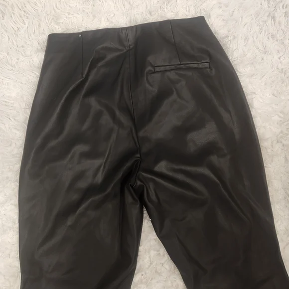 Zara Black Leather Look Trousers - Picture 6 of 7